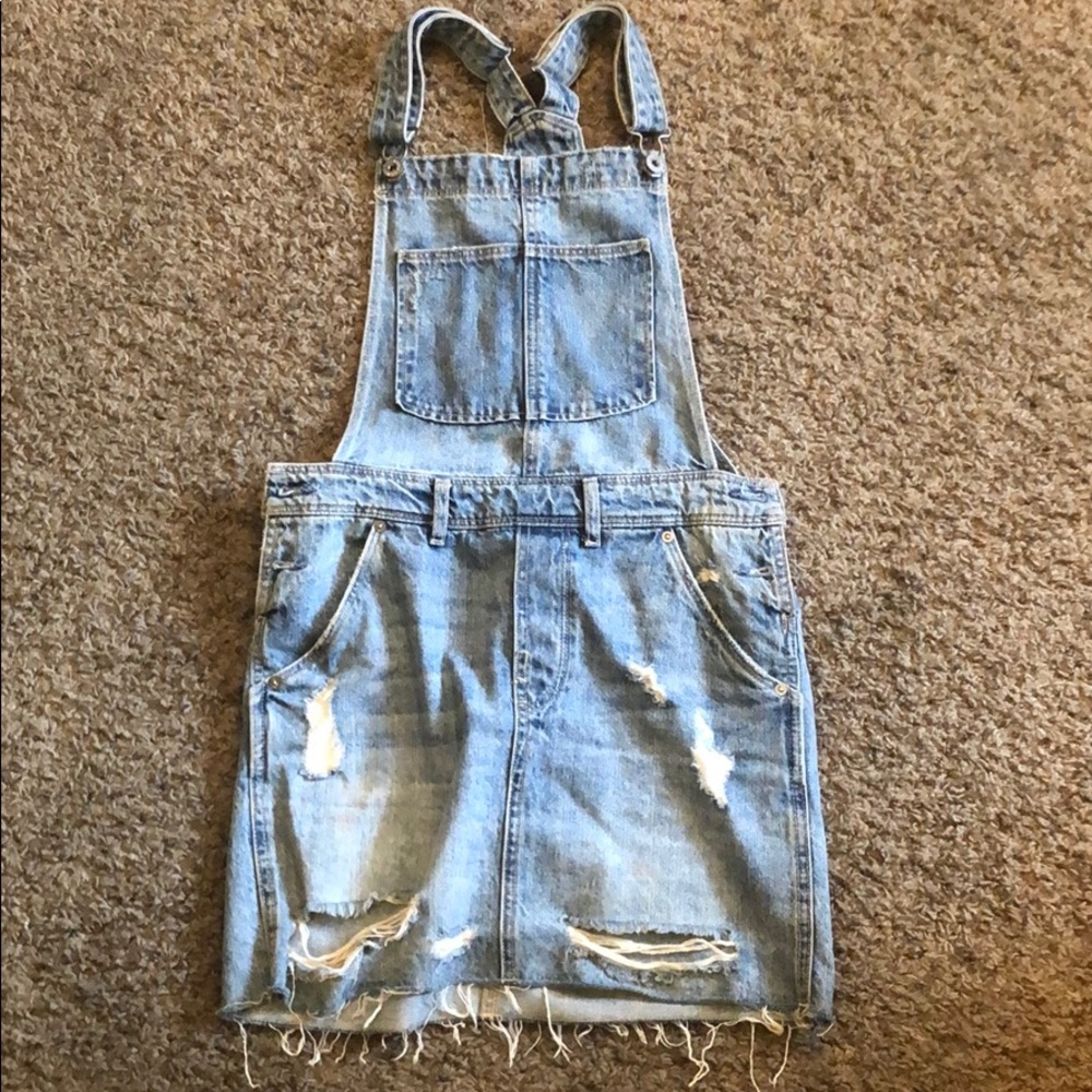Jean skirt overalls